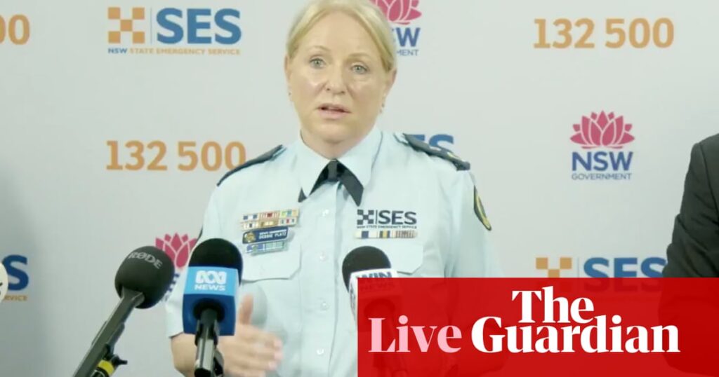 Australia news live: more than 900 calls to SES and flights cancelled as ‘fast-moving’ weather system batters NSW coast | Australia news