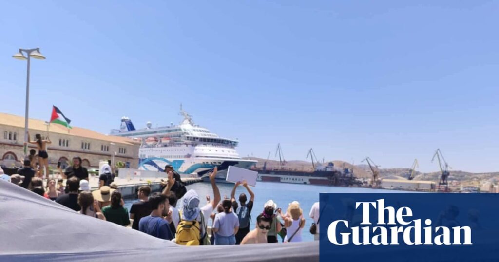 Israeli cruise ship turned away from Greek island by Gaza war protest | Greece