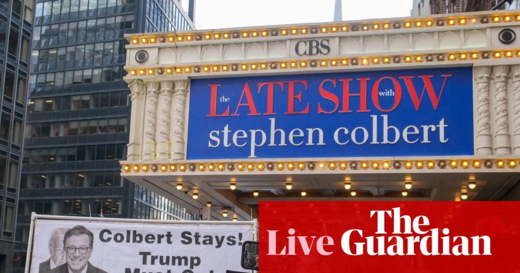 Over 130,000 people sign ‘Save Colbert’ petition ahead of New York rally – live | US politics
