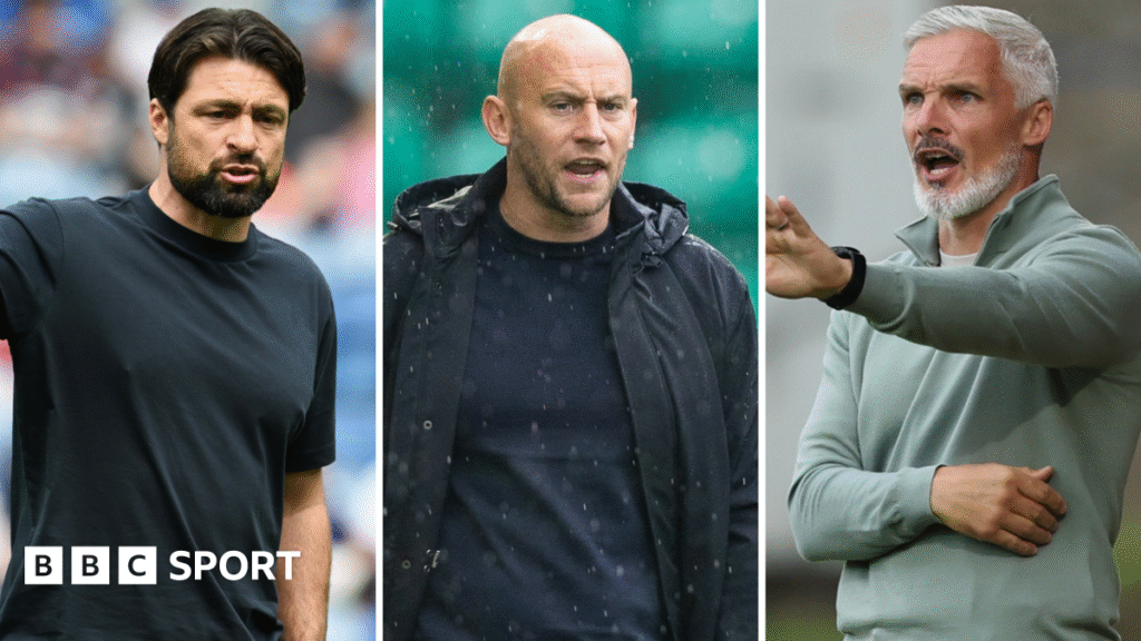Rangers' Russell Martin, Hibernian's David Gray and Dundee United's Jim Goodwin