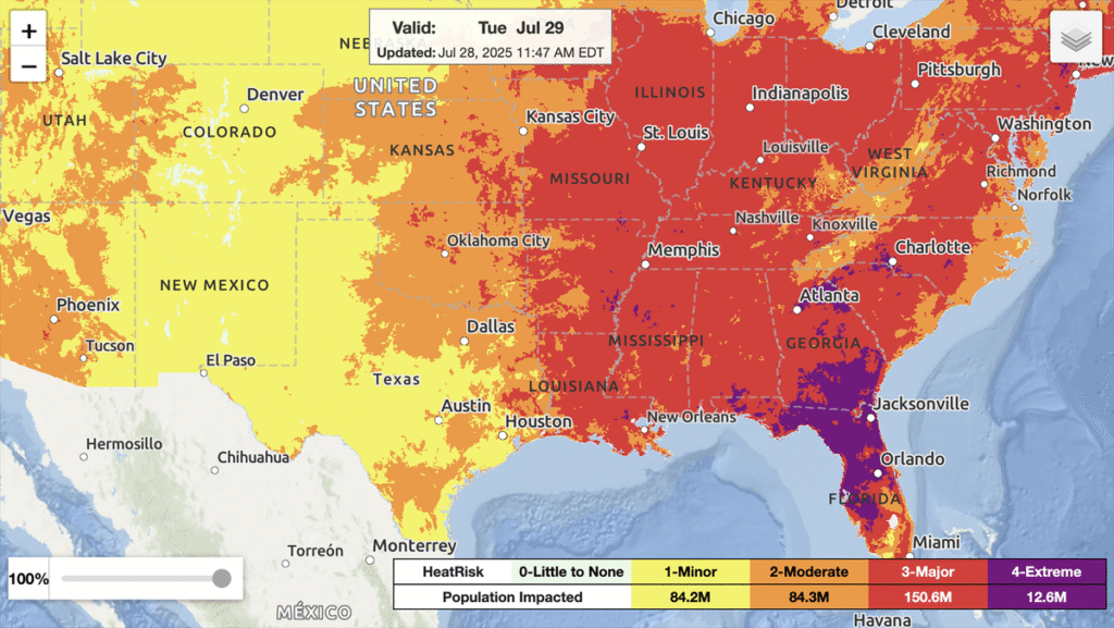 Tampa Breaks Heat Record as Heat Dome Bakes Eastern U.S.