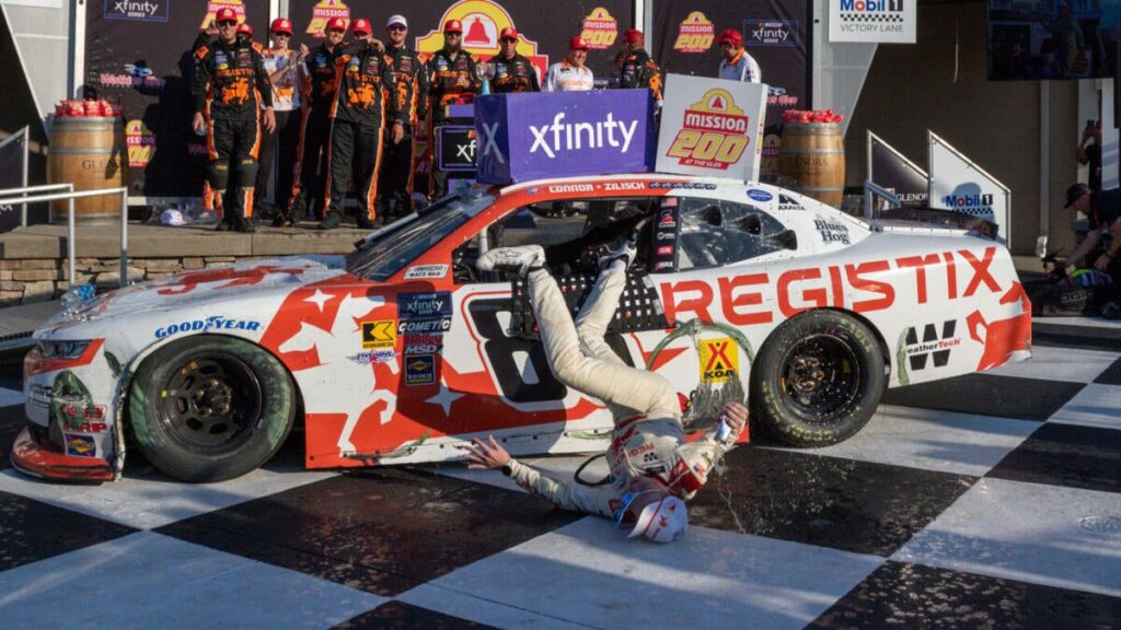 Connor Zilisch suffers broken collarbone after falling off his car in Victory Lane in NASCAR Xfinity Series