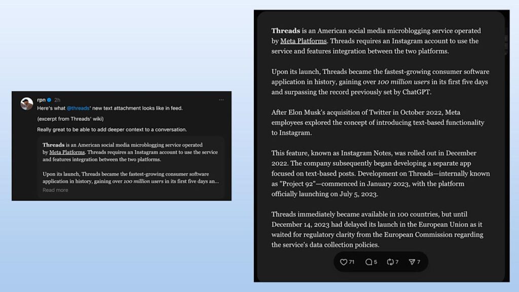 Meta is experimenting with long-form text on Threads